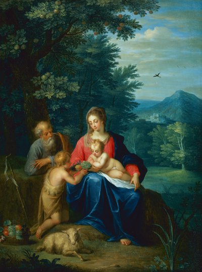 Den hellige familie med spedbarnet St. Johannes døperen av Pieter van Avont