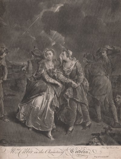 Mrs. Cibber i Character of Cordelia in Play of King Lear, akt III av Pieter van Bleeck
