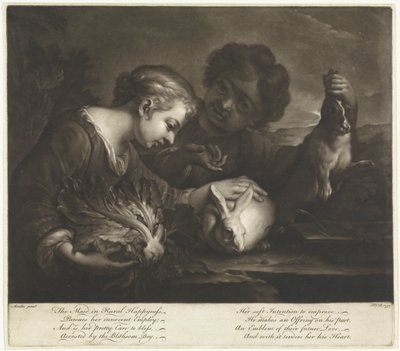 To barn med kaniner av Pieter van Bleeck
