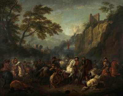 Kampscene av Pieter van Bloemen