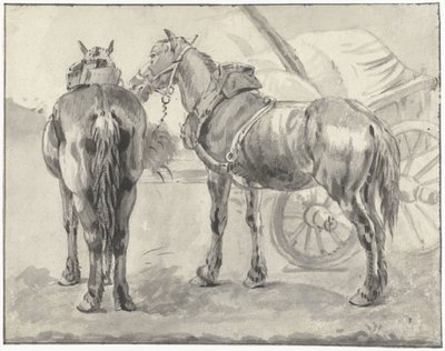 To selehester med vogn av Pieter van Bloemen