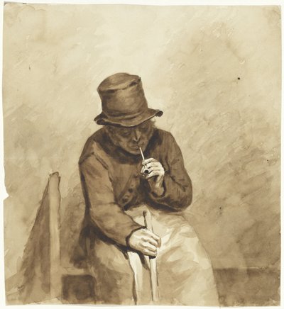 Sittende røykende mann av Pieter van Loon