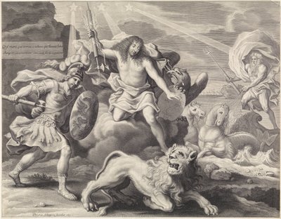 Kampanjetrykk med en allegorisk representasjon av Louis XIV som Jupiter, 1659 av Pieter van Schuppen