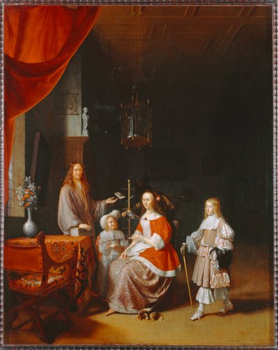 Frans Meerman, kontorist i Leyde by og hans familie ... av Pieter van Slingelandt