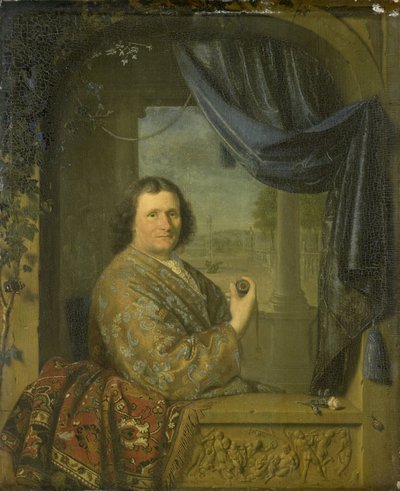 Portrett av en mann med klokke av Pieter van Slingelandt