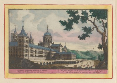 Utsikt over baksiden av Escorial Selve klosteret til S. Laurens; synlig bakfra på sy (tittel på objekt) Theatrum Hispaniae (...) (serietittel) av Pieter van den Berge