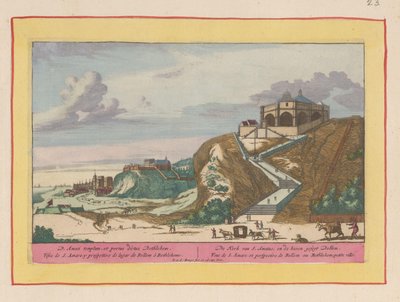 Utsikt over Santo Amaro-kirken nær Lisboa Kirken S. Amatus, og havnen segt Bellem (tittel på objekt) Theatrum Hispaniae (...) (serietittel) av Pieter van den Berge