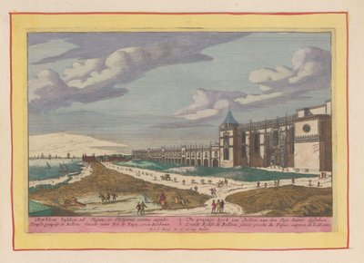 Utsikt over Jerome-klosteret i Belém Den vakre kirken Bellem, på Tajo, utenfor Lisboa (tittel på objekt) Theatrum Hispaniae (...) (serietittel) av Pieter van den Berge