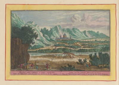 Landskap med Escorial Gesigt av hele Escorial, langveis fra (tittel på objekt) Theatrum Hispaniae (...) (serietittel) av Pieter van den Berge