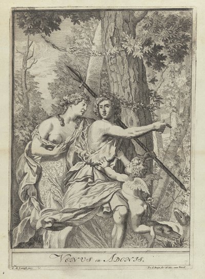 Skriv ut 11 fra serietegningseksempler med Venus og Adonis av Pieter van den Berge