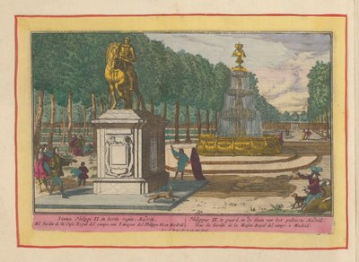 Rytterstatue av Philip II i Palace Garden i Madrid Filip II til hest, i palasshagen i Madrid (tittel på objekt) Theatrum Hispaniae (...) (serietittel) av Pieter van den Berge