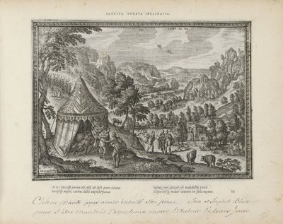 Dronkenschap van Noach Forrådt medfødt tilbøyelighet (tittel på objekt) De hellige emblemene og hovedhistoriene til begge testamentene (Oude Testamentet) (serietittel) Bilder og figurer av bøker (serietittel) av Pieter van der Borcht (I)
