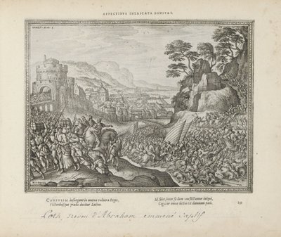 Masse blir veivoedert fra Sodoma Hengivenhet entangled goodness (tittel på objekt) De hellige emblemene og hovedhistoriene til begge testamentene (Oude Testamentet) (serietittel) Bilder og figurer av bøker (serietittel) av Pieter van der Borcht (I)