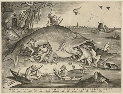Stor fisk Spis liten fisk av Pieter van der Heyden