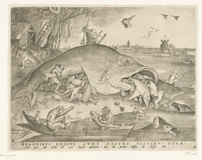 Big Fish Swallow Small Fish Den store fisken spiser den lille fisken av Pieter van der Heyden