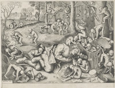 kjøpmann ranet av aper av Pieter van der Heyden