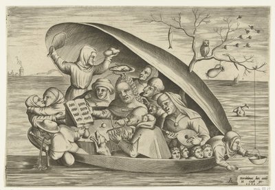 Musikere i et blåskjellskall av Pieter van der Heyden