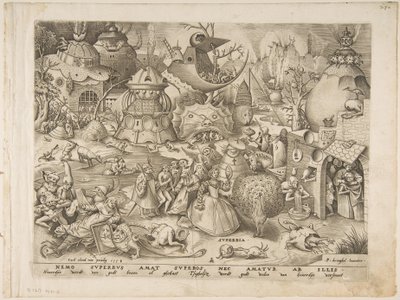 Pride Superbia fra The Seven Deadly Sins, 1558. av Pieter van der Heyden