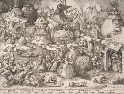 Pride Superbia, fra serien The Seven Deadly Sins, 1558. av Pieter van der Heyden