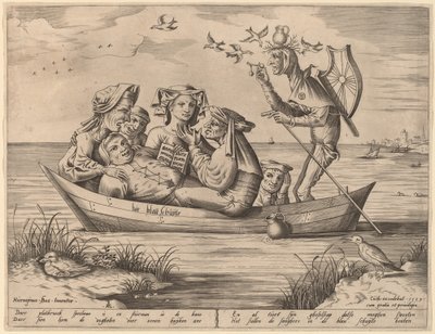 Die Blau Schuyte (Nårenes skip) av Pieter van der Heyden after Hieronymus Bosch