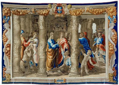 Teppet fra det syttende århundre som viser helbredelsen av den krøplingen av Pietro 1579 1669 Fevère