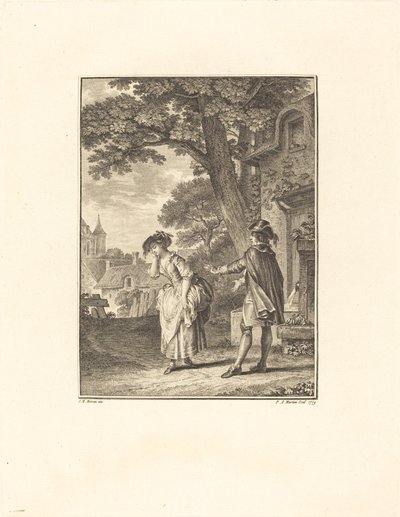 The Diviner of the Village (Colette Weeping) av Pietro Antonio Martini after Jean Michel Moreau