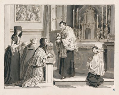 Den hellige nattverd eller nattverden fra De syv sakramenter av Pietro Antonio Novelli