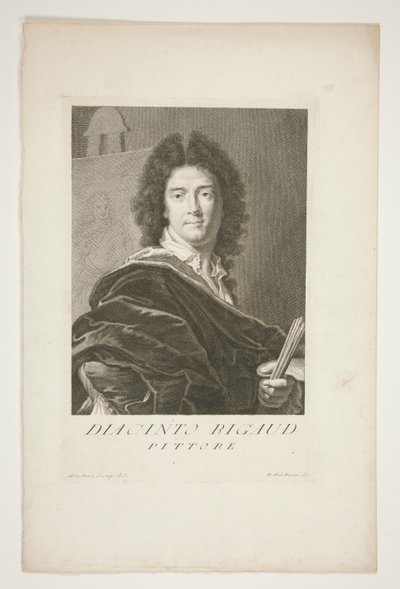 Portrett av Hyacinthe Rigaud av Pietro Antonio Pazzi