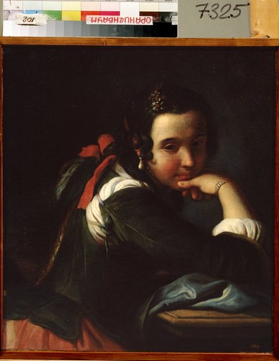 Portrett av en italiensk skuespillerinne av Pietro Antonio Rotari