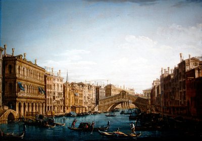 Canal Grande ser nordover mot Rialtobroen (olje på lerret) av Pietro Bellotti
