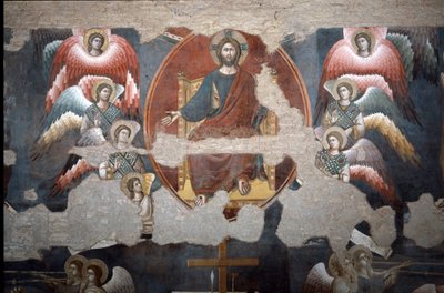 Den siste dommen Kristus trumfer. (Detalj) - Fresco av Pietro Cavallini