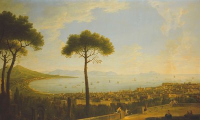En panoramautsikt over Napoli, Napolibukten, Portici, Vesuv, Sorrento-halvøya og Capri fra Conocchia, av Pietro Fabris