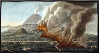 Den utbruddende vesuvius. Denne gouache ble utført av Pierre Fabris, på forespørsel fra Sir William Hamilton, engelsk ambassadør i Napoli.Bibl. Braidense, Milano. av Pietro Fabris