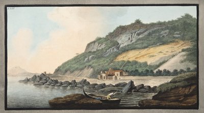 Utsikt over en del av utsiden av kjeglen til Solfaterra, plansje XXIII fra #39;Campi Phlegraei: Observations on the Volcanoes of the Two Sicilies#39;, av Sir William Hamilton (1730-1803), utgitt 1776 (håndkolorert gravering) av Pietro Fabris