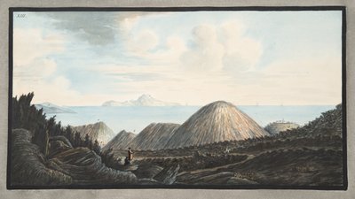 Utsikt over den nåværende tilstanden til det lille fjellet som ble reist av eksplosjonen i år 1760, Plate XIII, fra 