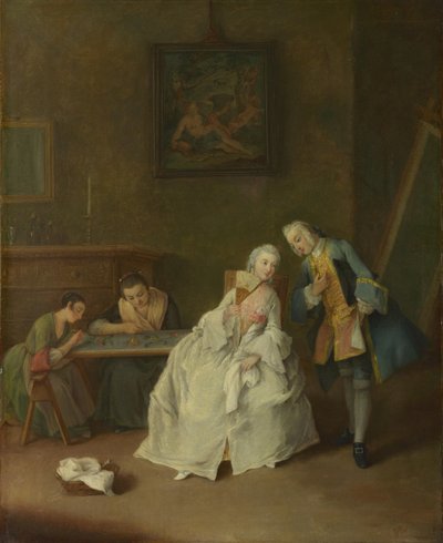En dame som mottar en kavaler, 1747-1755 av Pietro Longhi