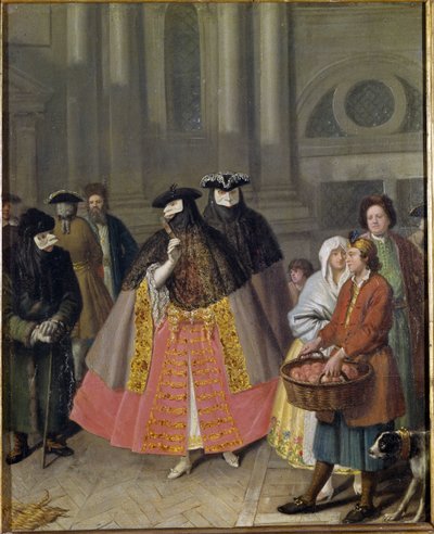 Samtale med masker eller Apples Selger av Pietro Longhi