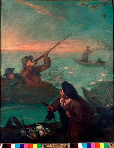 Duck Hunting in the Lagoon Maleri av Pietro Longhi (1702-1785) 1765-1770 Søn. 61x49,5 cm Venezia Pinacoteca Querini-Stampalia av Pietro Longhi