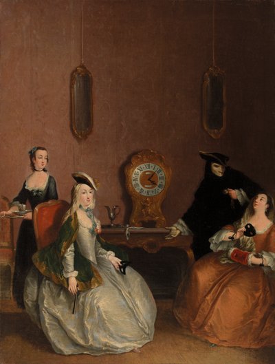 Interiørscene - Maskert fest av Pietro Longhi
