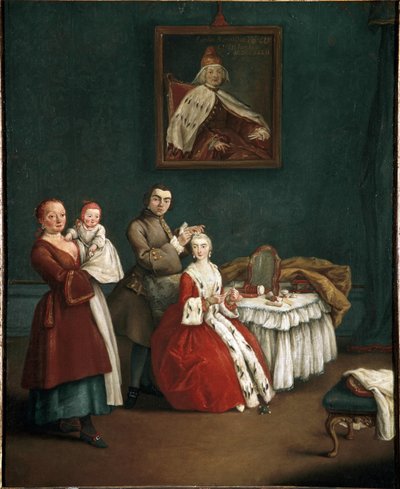 Frisøren (The hairdresser) Maleri av Pietro Longhi (1701-1785) 1760 Dim 63x51 cm Venezia, Ca 