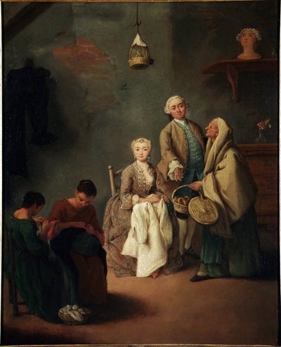 Arbeidsskolen Maleri av Pietro Longhi (1702-1785) 1752 Dim 62x50 cm Venezia, Ca 