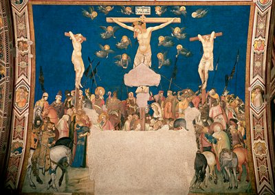 Crucifixion Fresco av Pietro Lorenzetti (1280/5 rundt 1348) 1335-1340 Basilica of San Francesco, Lower Church, Assisi av Pietro Lorenzetti