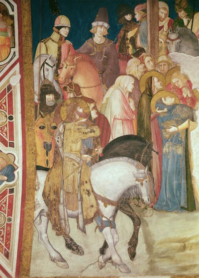 Detalj av Golgata (fresco) (detalj av 208458) av Pietro Lorenzetti