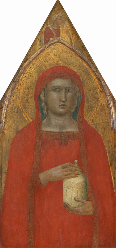 Saint Mary Magdalene, med en engel [venstre panel] av Pietro Lorenzetti