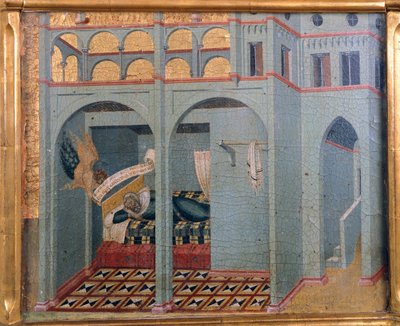 Sobac, Elias fars drøm, detalj fra predella av Carmine altertavle av Pietro Lorenzetti (ca. 1280-ca. 1348), tempera og gull på tre av Pietro Lorenzetti