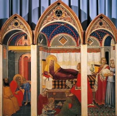Triptyk over Jomfruens fødsel av Pietro Lorenzetti