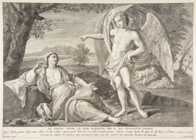 En engel viser seg for Hagar, 1727-72. av Pietro Monaco