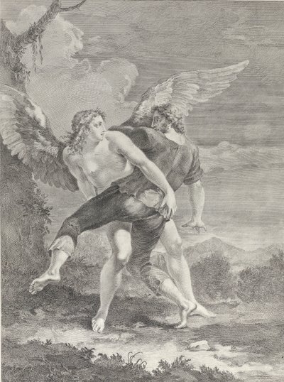 Jakob bryter engelen, 1730-39. av Pietro Monaco