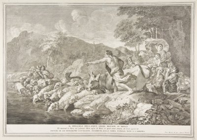 Miraklet med det bitre vannet gjorde søte Il Miracolo delle Acque Bare Mutate i Dol ..., 1743-63. av Pietro Monaco