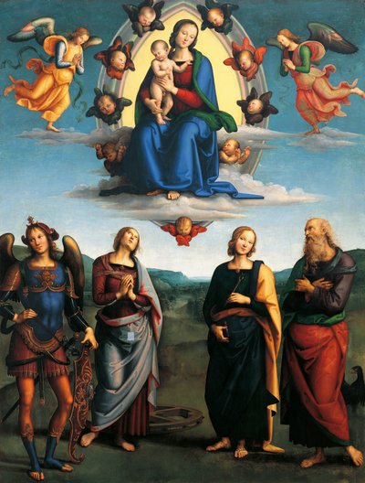Madonna in Glory, ca 1500-1501, av Pietro Perugino (ca 1450-1523), olje på tre, 330x265 cm. av Pietro Perugino